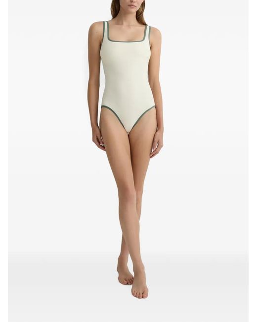 Bondi Born White Mckenna Contrast-Trim Swimsuit