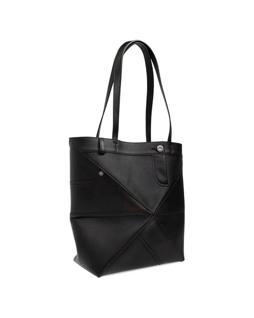 Loewe Black Medium Puzzle Fold Tote Bag
