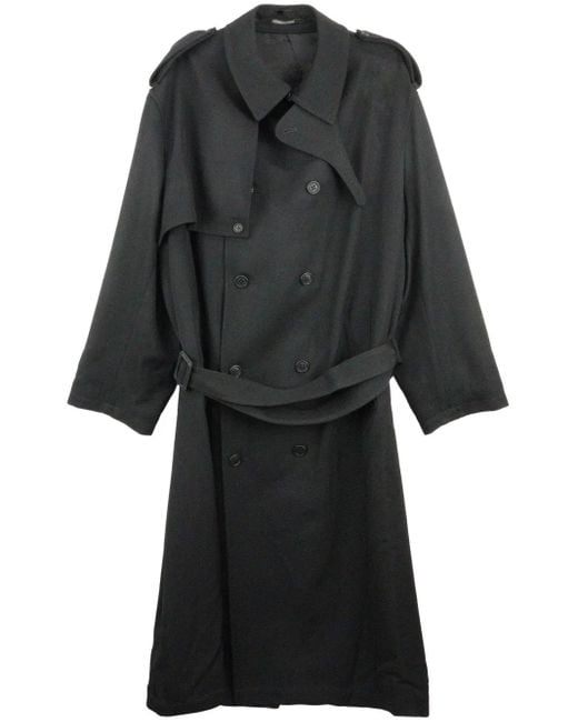 Yohji Yamamoto Black K-Chin Flap Trench Coat for men