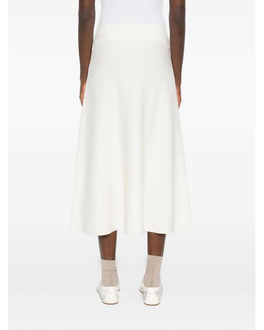 P.A.R.O.S.H. White A-Line Knit Midi Skirt