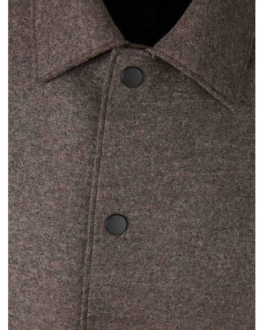 Harris Wharf London Gray Snap-Button Shirt Jacket for men