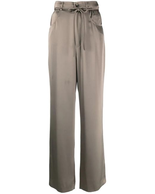 Nanushka Gray Sato Satin-Finish Palazzo Pants