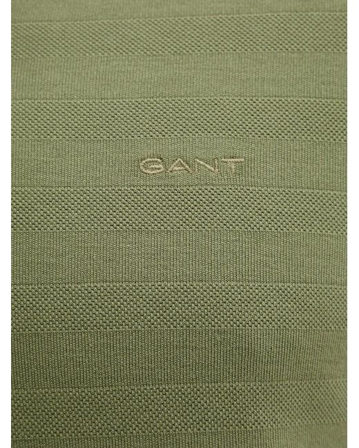 Gant Green Polo Rayé À Manches Courtes for men