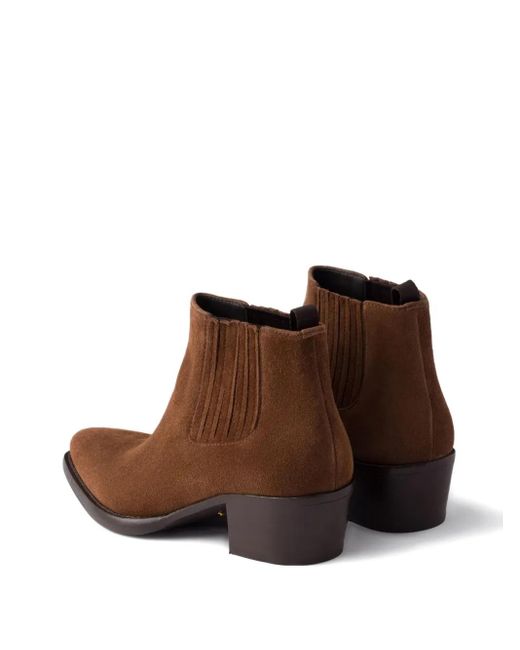 Prada Brown Spitze Stiefel mit elastischem Einsatz