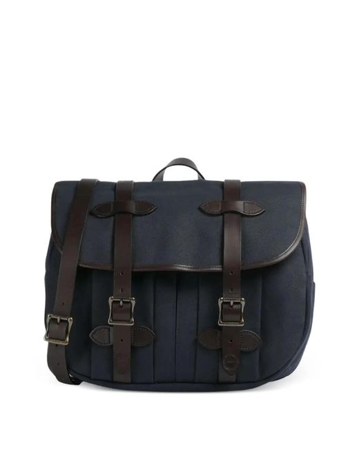 Filson Black Medium Buckled Twill Shoulder Bag for men