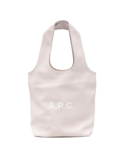 A.P.C. Pink Logo-Print Tote Bag