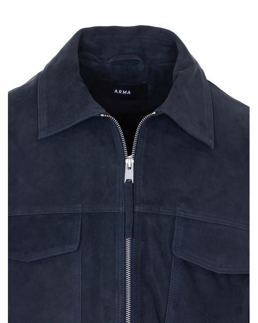 Arma Blue Kale Suede Zip Jacket for men