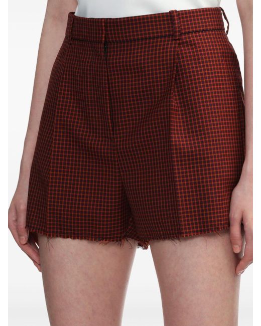 BOTTER Red Fine-checked Wool Shorts