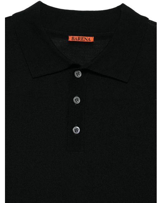 Barena Black Long-Sleeve Polo Shirt for men
