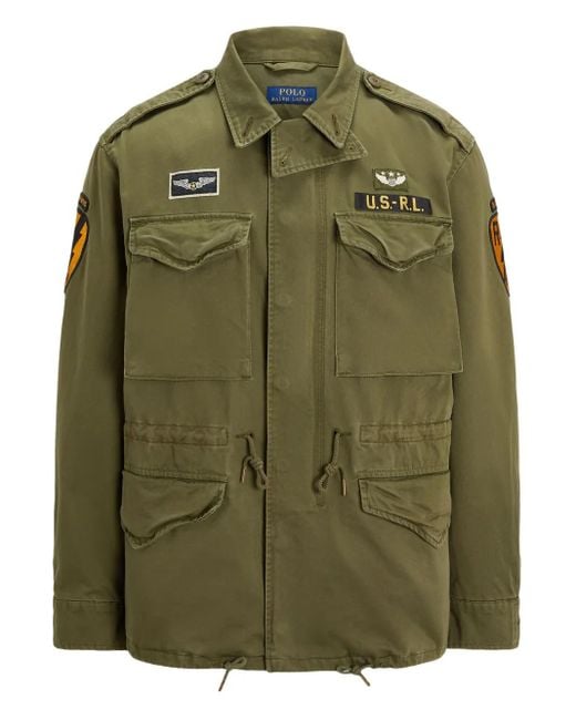 Polo Ralph Lauren Green Logo-Appliqué Military Jacket for men