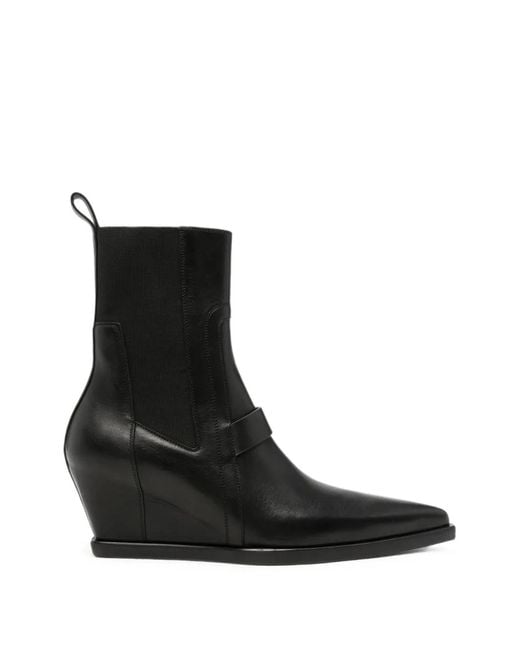 Rick Owens Black Wedge-Heel Pointed-Toe Boots for men