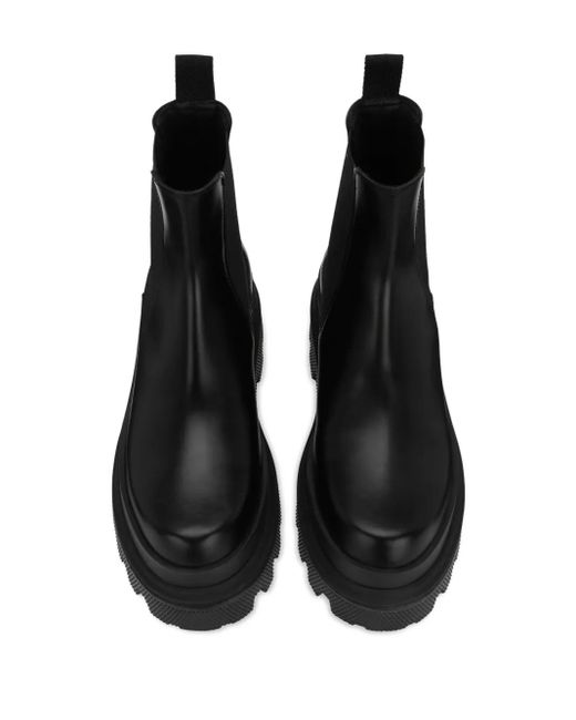 Dolce & Gabbana Black Brushed Leather Chelsea Boots for men