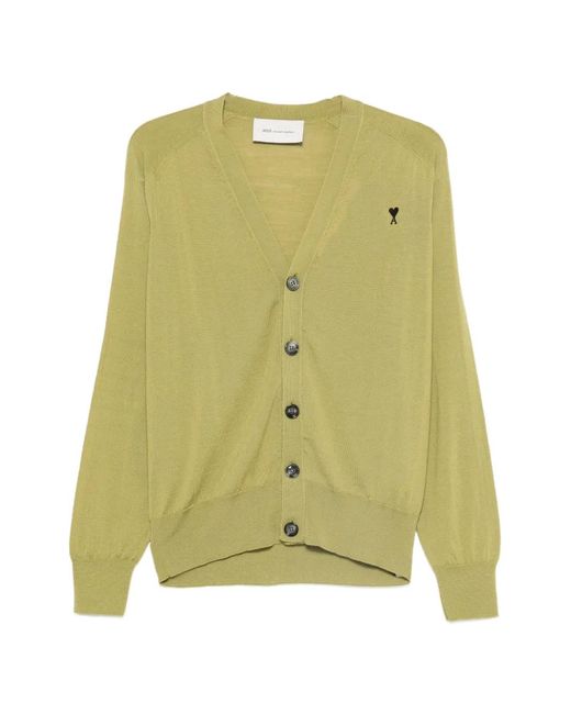 AMI Green Button-Up Cardigan for men