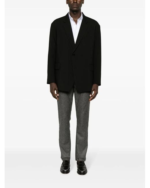 Hackett Gray Flannel Logo-Patch Straight-Leg Trousers for men