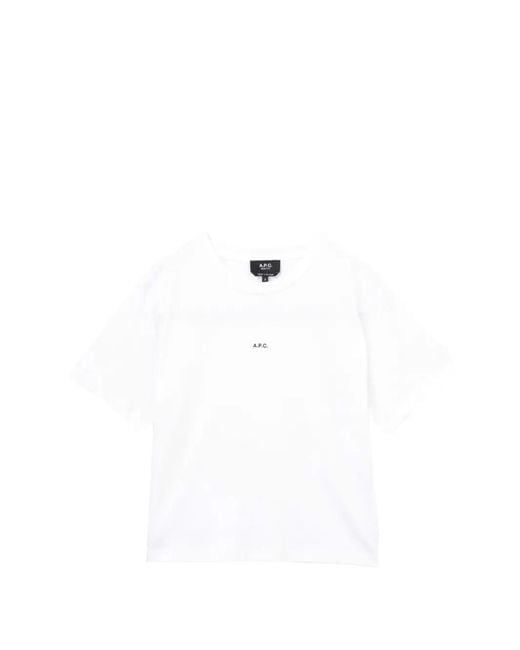 A.P.C. White Logo-Print T-Shirt
