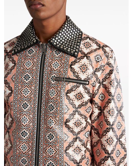 Etro Brown Studded Printed Shirt Jacket Printed Jacket With Studs for men