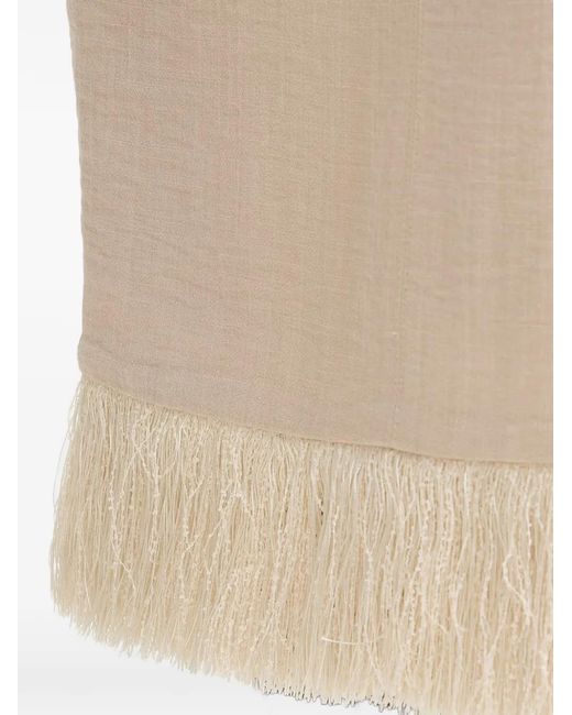 SIMONA CORSELLINI Natural Strapless Fringed-Hem Dress