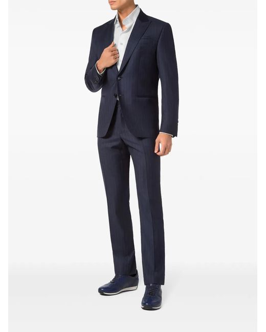 Billionaire Blue Pinstripe-Pattern Wool Blazer for men