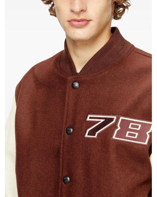 DIESEL Brown L-Kopf Wool-Blend Varsity Jacket for men