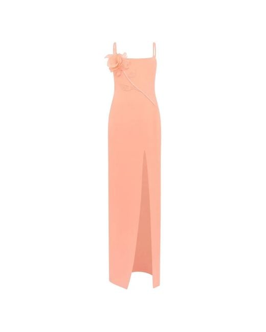 David Koma White Floral-Appliqué Slit Maxi Dress