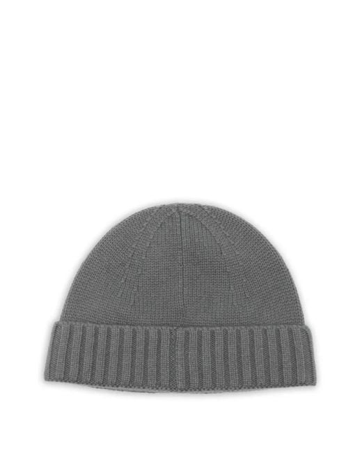 Stone Island Gray Logo-Patch Beanie for men