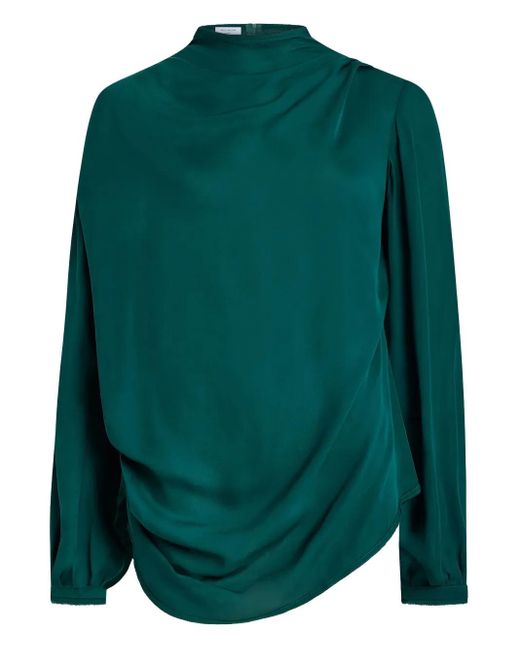 NELLS NELSON Green Mila Drape Silk Blouse