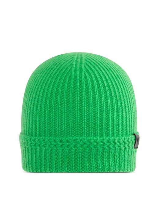 Tom Ford Green Ribbed Cashmere Beanie Hat for men