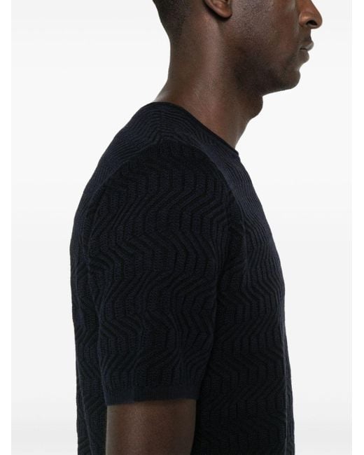 Emporio Armani Black Zigzag-pattern Sweater for men