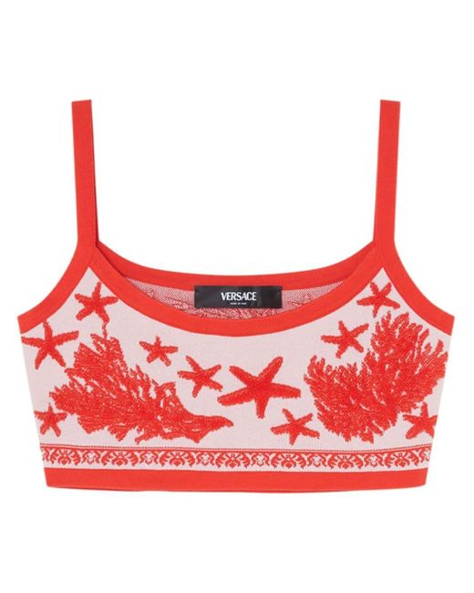 Versace Red Cropped-Top mit Intarsienmuster