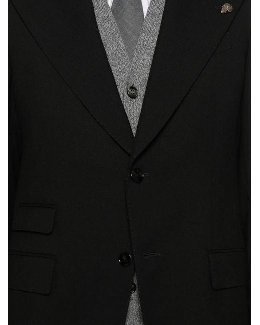 Luigi Bianchi Black Costume Boutonné À Revers Crantés for men