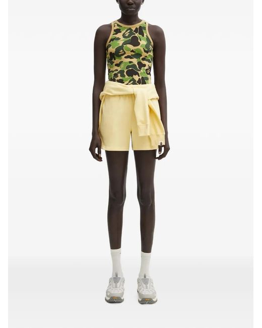 A Bathing Ape Natural Logo-Print Drawstring Shorts