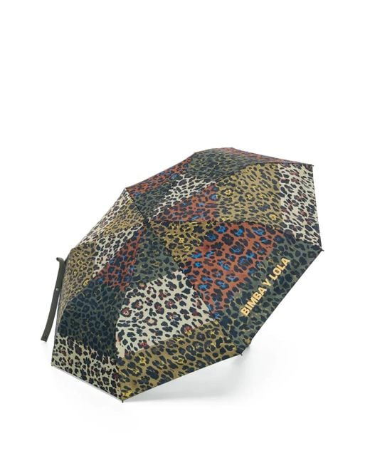 Bimba Y Lola Gray Leopard-Print Umbrella