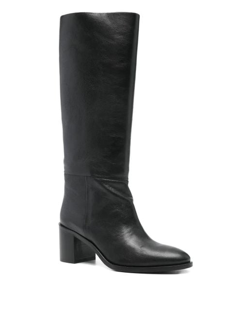 P.A.R.O.S.H. Black Knee-High Block-Heel Boots