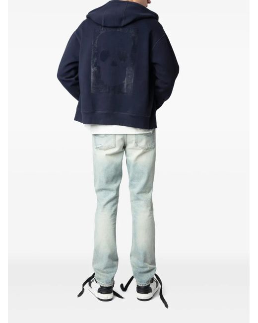Zadig & Voltaire Blue Skull Zip-Up Hoodie for men