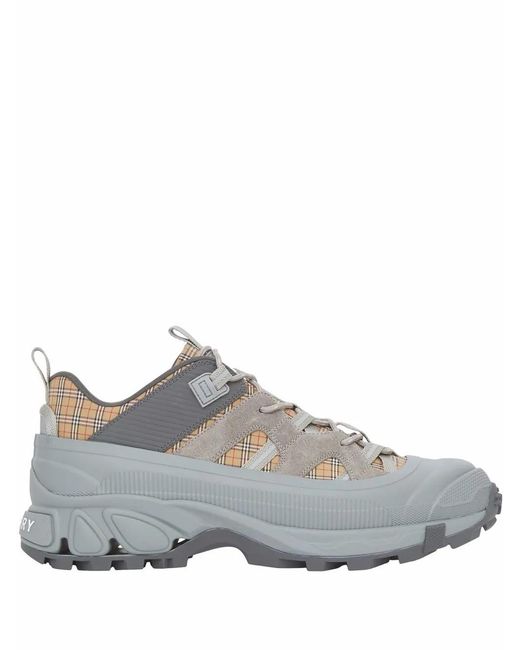 Burberry Gray Arthur Check Sneakers for men
