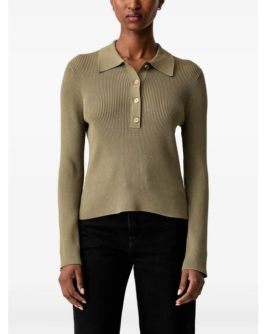 MICHAEL Michael Kors Green Ribbed-Knit Polo Sweater