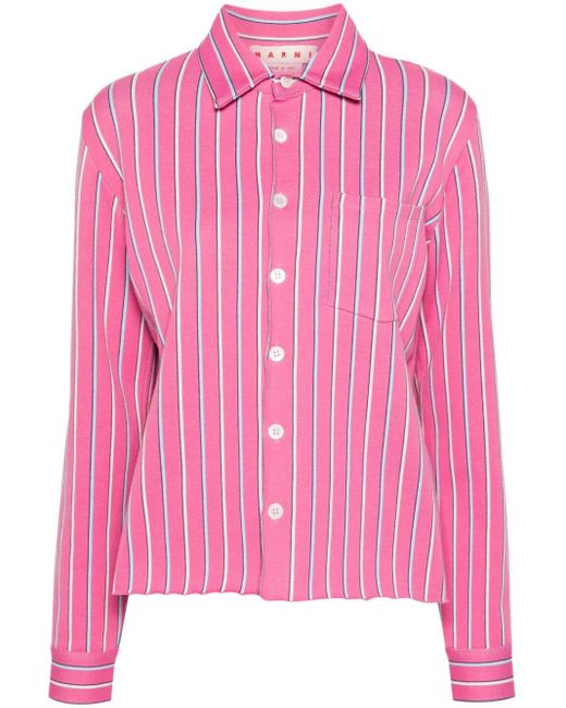 Marni ストライプ ニットシャツ Pink