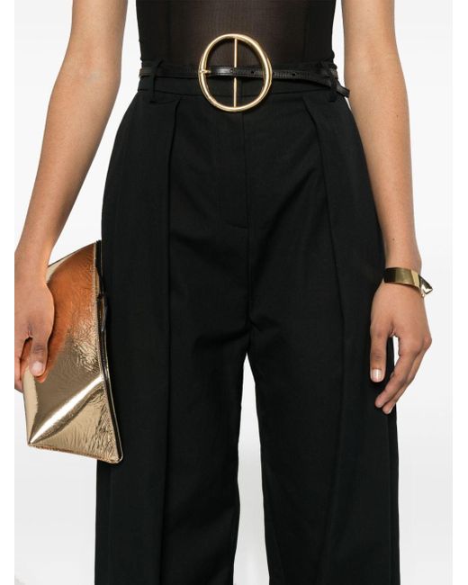 Magda Butrym Black Pleat-detail cotton trousers