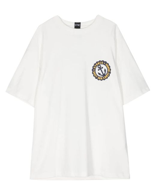 Stance White Chest Logo-Print Detail T-Shirt for men