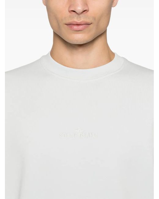 Felpa Con Ricamo di Stone Island in White da Uomo