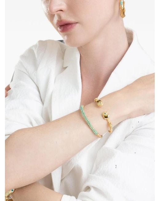 Gas Bijoux Natural Lyre Pearl-Embellished Bangle Bracelet