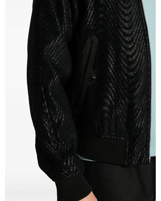 Tom Ford Black Wave Jacquard Bomber Jacket for men