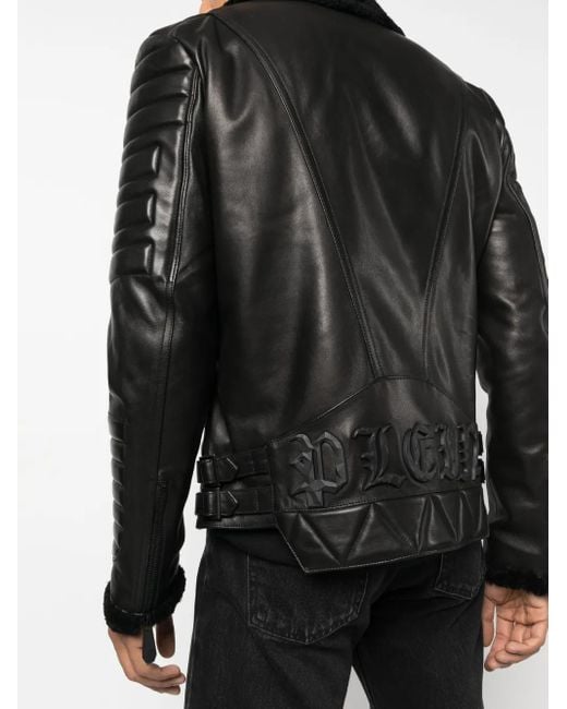 Philipp Plein Leren Jack in het Black voor heren