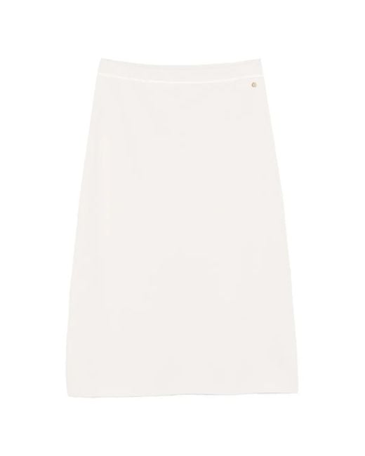 Marc Cain White Button-Detail Midi Skirt