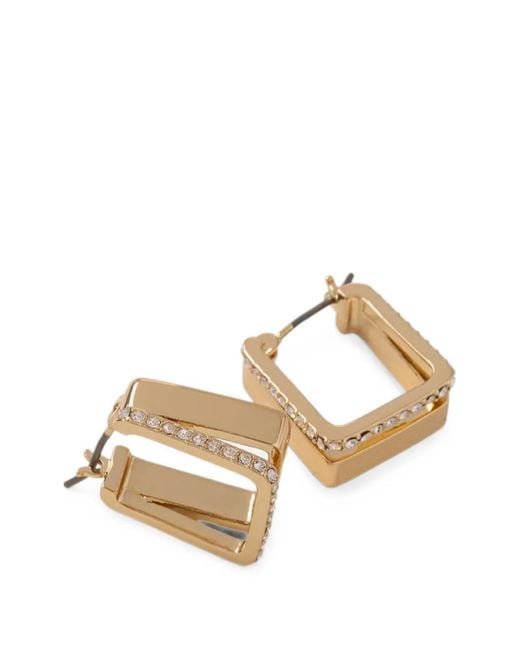 DKNY Metallic Crystal-Embellished Square Hoop Earrings