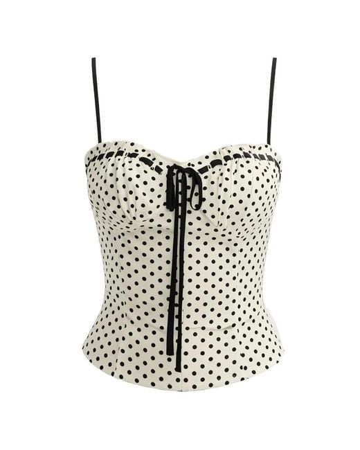 Reformation White Haut Noué Andrea À Pois