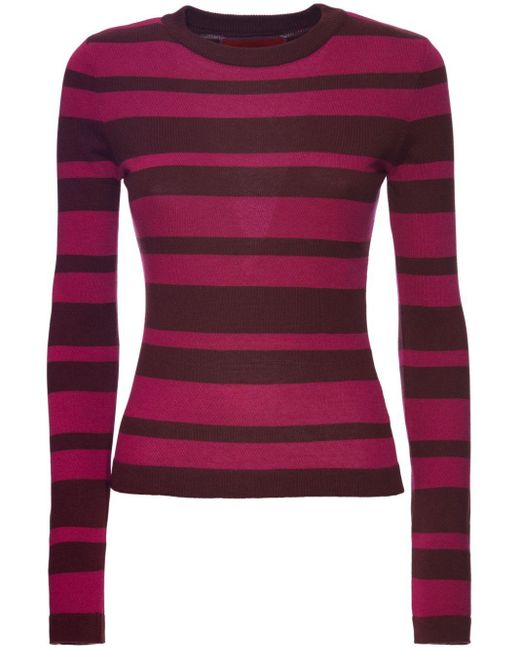 LaDoubleJ Red Fine-knit Striped Jumper