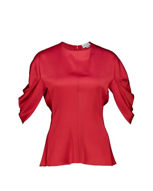 Stella McCartney Red Draped-Sleeve Blouse
