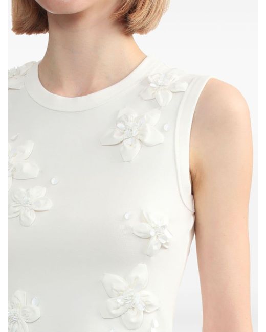 ShuShu/Tong White Floral-appliqué Bead-embellished Tank Top