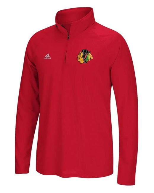 Adidas Red Quarter-Zip Sweatshirt for men